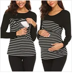 Women Maternity Blouse Fashion Pregnant Nusring Maternity Long Sleeve Ruffles Printed Dot Blouse T-Shirts Pregnancy Cloth M50