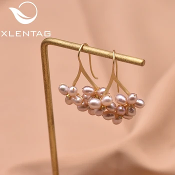 

Xlentag Real Nautral Fresh Water Purple Pearl Flower Earrings For Women Engagement Wedding Handmade Fine Jewelry GE0546B