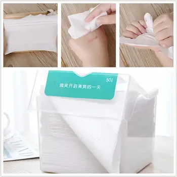 

50 Sheets Disposable Facial Cleansing Cotton Thick Wet And Dry Makeup Remover Tissue Removable Cleaning Towel For Girls Women