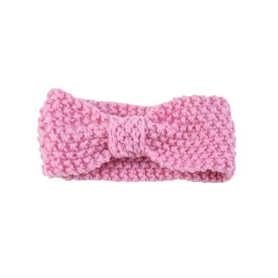 Повязка на голову для маленьких девочек шерстяная вязаная ткань повязка на волосы "тюрбан" Зимняя теплая шапка наушники детские украшения для волос - Цвет: light pink