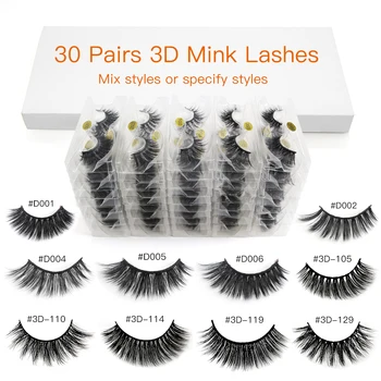 

Wholesale 3d Mink False Eyelashes 30 pcs Volume Natural Long Fake Lashes Makeup Lash Extension Mink Eyelashes in Bulk maquillaj