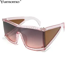 С украшением в виде кристаллов Квадратные Солнцезащитные очки для женщин Personlity Модные солнцезащитные очки в стиле ретро с пластиковый Oversizd с градиентом цвета розового золота Feminino De Sol Gafas UV400
