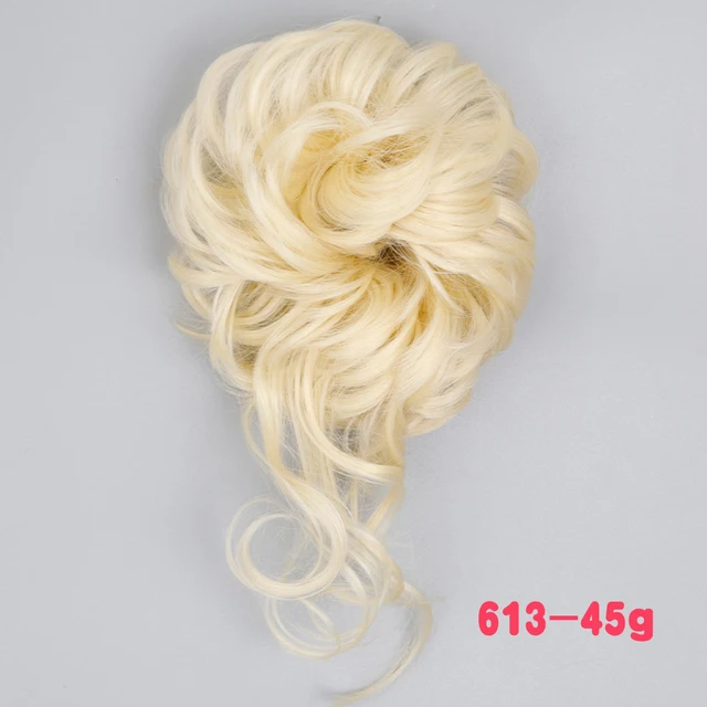 MERISIHAIR Synthetic Girls Curly Scrunchie Chignon With Rubber Band Brown Gray Hair Ring Wrap On Messy Bun Ponytails M-613