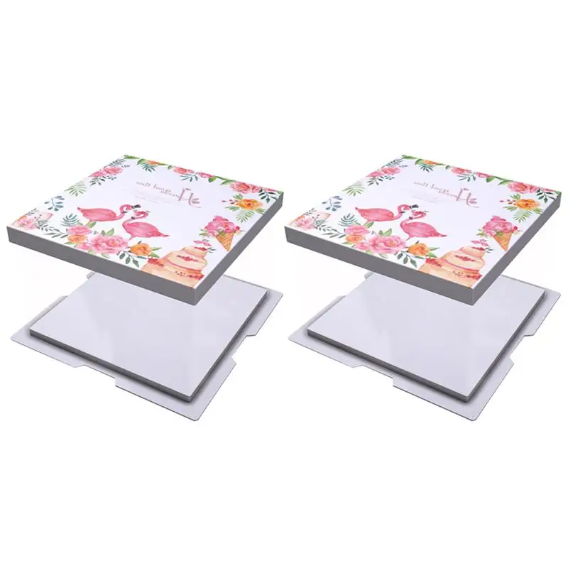 2pcs 6Inches Flamingo Printing Cake Boxes Transparent Packing Case Portable Baking Container Delicate Diy Gift Box Birthday | Дом и сад