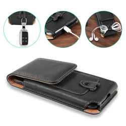 Funda Vertical de cuero Universal para teléfono móvil, bolsa con Clip para cinturón, funda tipo billetera para Samsung, iPhone, Xiaomi, Huawei y LG