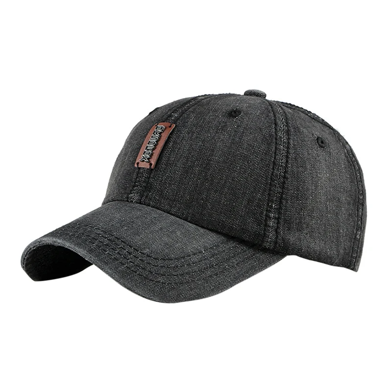 Outdoor Women Men Baseball Cap Washed Denim Peaked Hat Headwear Sports Wear With Adjustable Back Closure