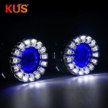 

LED Running Lights Lotus Angel Eyes HID 2.5 Inch Bi xenon Projector Lens for Headlights H4 H7 Car Retrofit Headlamp Devil Eyes