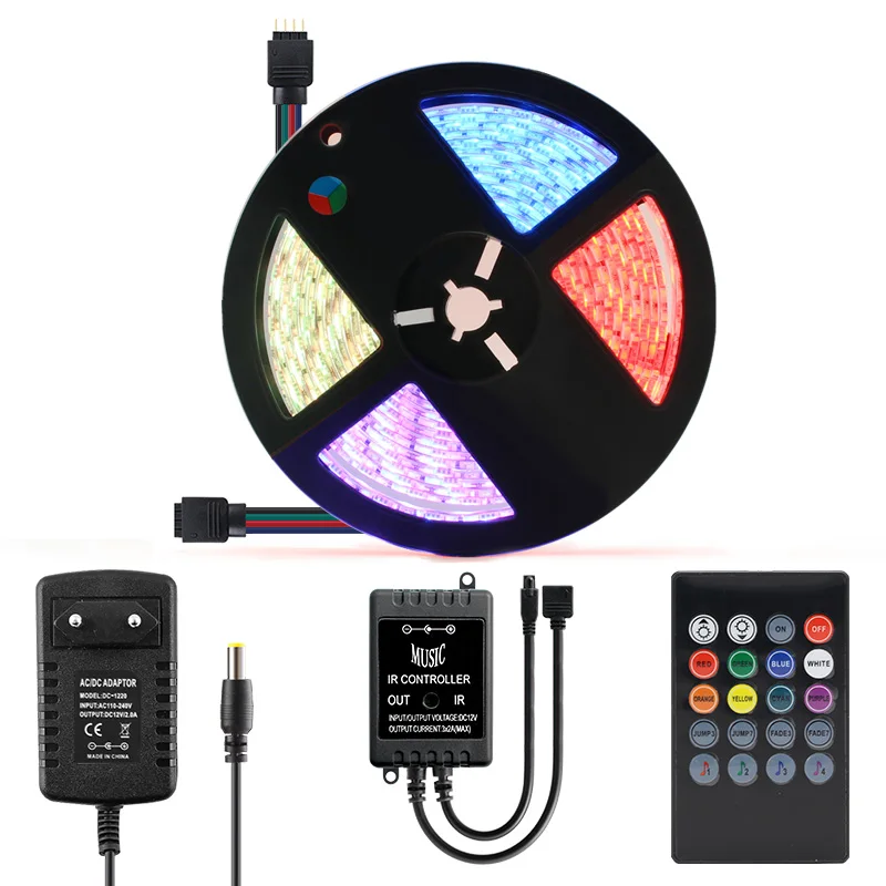 5 м 10 15 RGB лента 12 В 5050 Светодиодный светильник водонепроницаемый 20 клавишный ИК