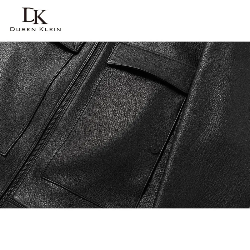 Men Genuine Leather Jacket Real Sheepskin Jackets Casual Short Black Pockets Autumn New Jacket for Man 9011