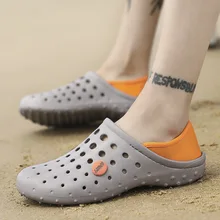 Летняя мужская пористая обувь Открытые сандалии большого размера с закрытым носком ультра-светильник, дышащие сандалии