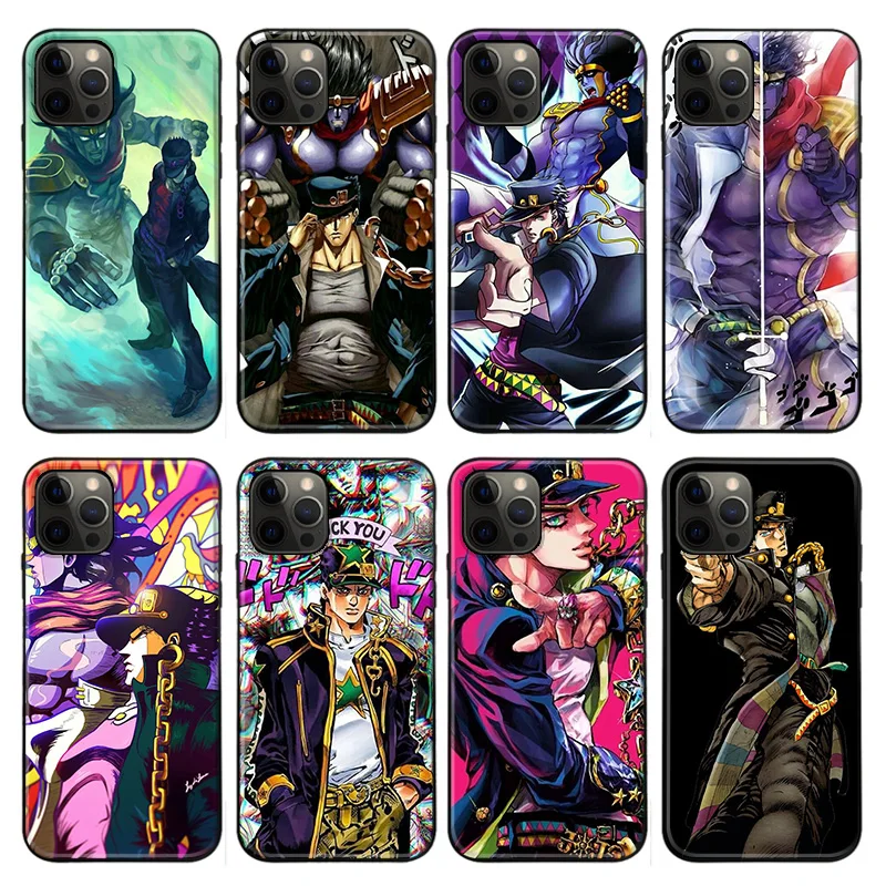 Черный силиконовый мягкий чехол для телефона из ТПУ с аниме JOJO Kujo Jotaro iPhone 11 12 Pro Mini