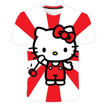 

New cartoon children's T-shirt Hello Kitty girls short sleeve summer novelty breathable children's T-shirt 4-14t