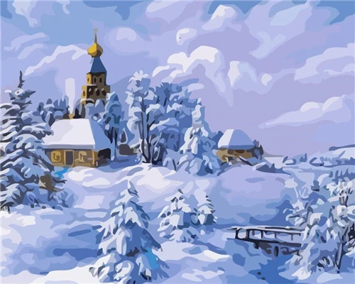 HUACAN картины по номерам Снежный пейзаж наборы для рисования холст ручная роспись зимняя раскраска живопись художественный подарок украшение дома - Color: SZHC1-1281