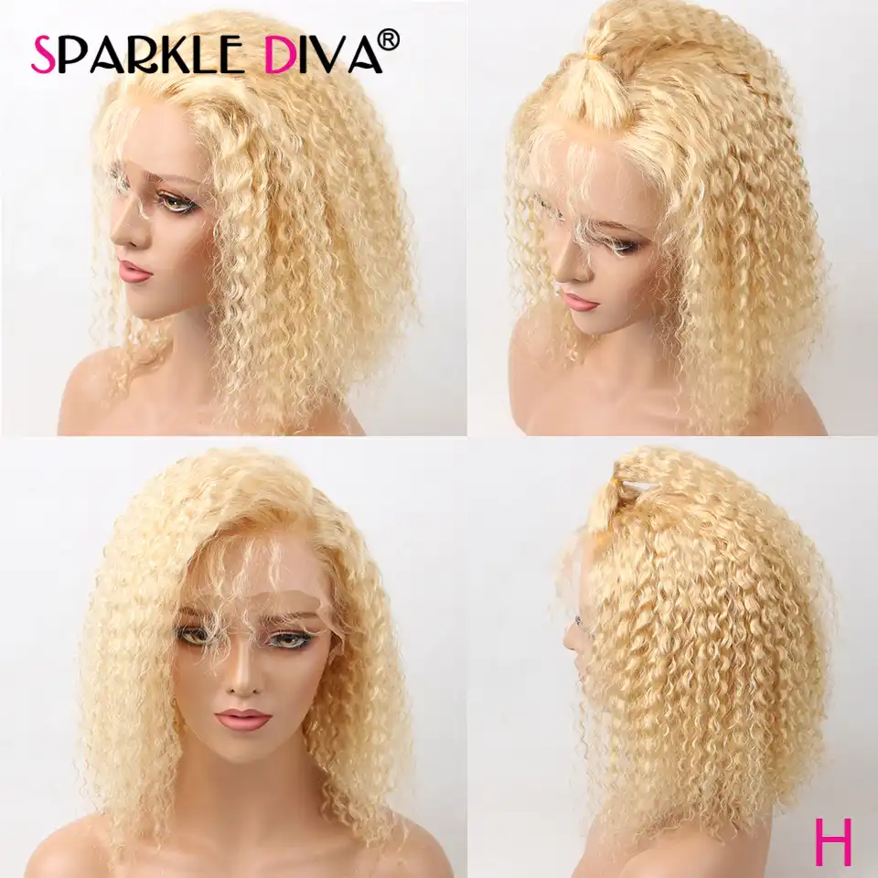 613 Blonde Bob Lace Front Wigs Curly Human Hair Wigs 150 Remy Transparent Lace Wigs 13x4 Lace Front Human Hair Wigs Pre Plucked Human Hair Lace Wigs Aliexpress