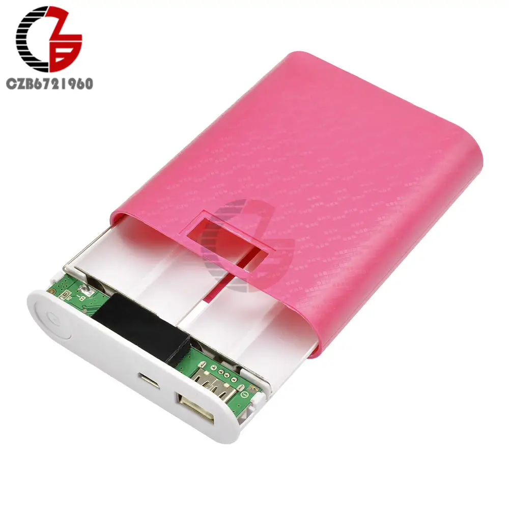 Red 12000mAh 4X18650 power Bank чехол Мобильная usb-батарея зарядное устройство DIY коробка корпус ЖК-дисплей для iPhone Xiaomi Android Зарядка телефона - Цвет: Red