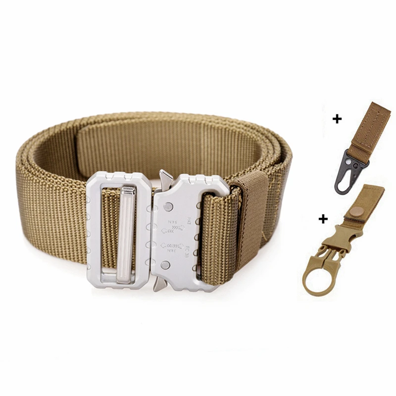 K Belt and 2 hook Армейский мужской ремень тактический автоматическая металлическая пряжка поясной ремень Регулируемая длина быстросъемный высококачественный нейлоновый роскошный ремень - Цвет: K Belt and 2 hook