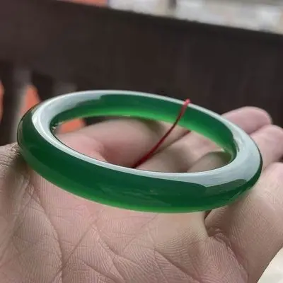 

Natural green round agate chalcedony 54mm-64mm bracelet elegant princess jewelry, best gift for girlfriend for mother