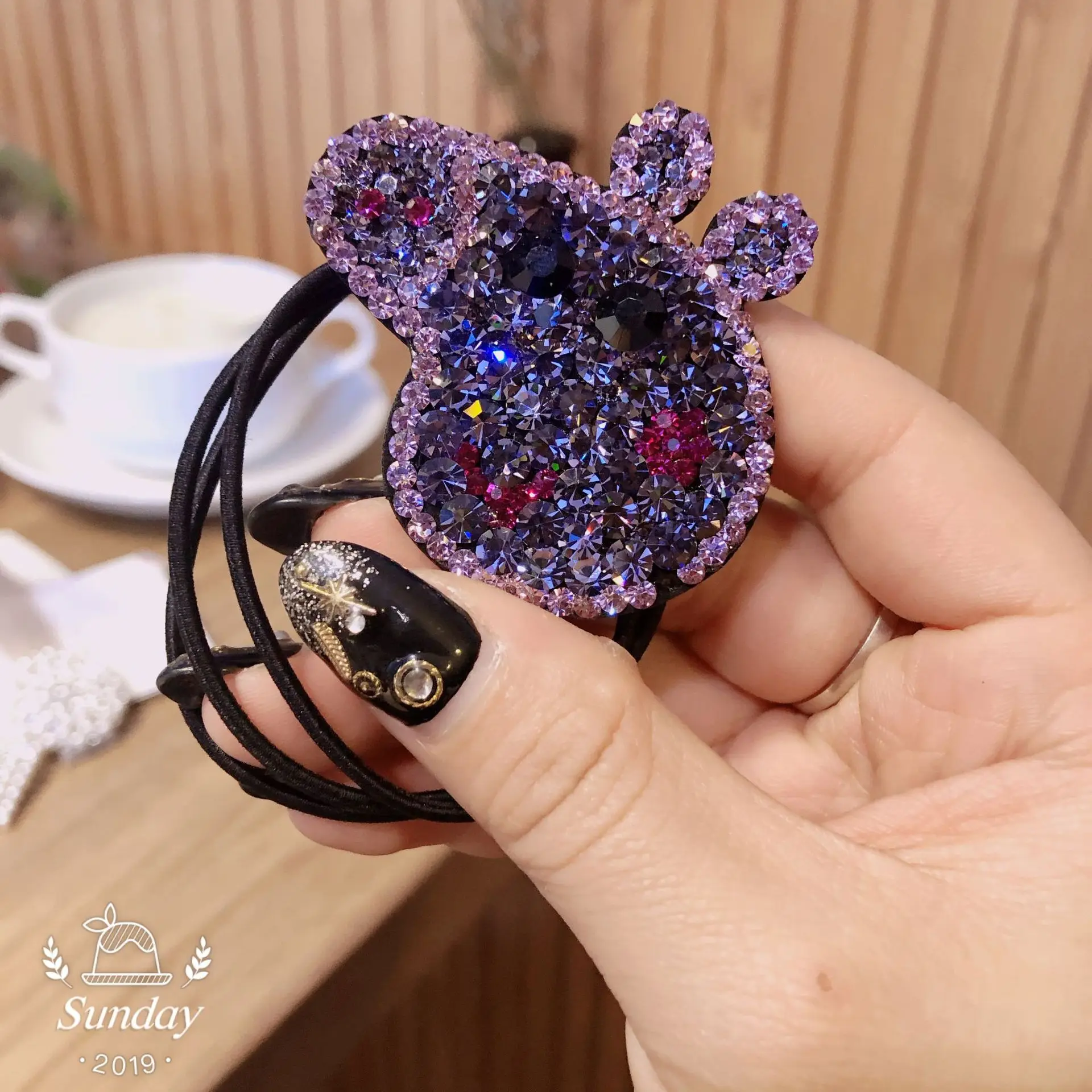 Disney мультфильм девушка свинья Минни Кристалл Застежка-молния резинка для волос кольцо для волос карамельного цвета