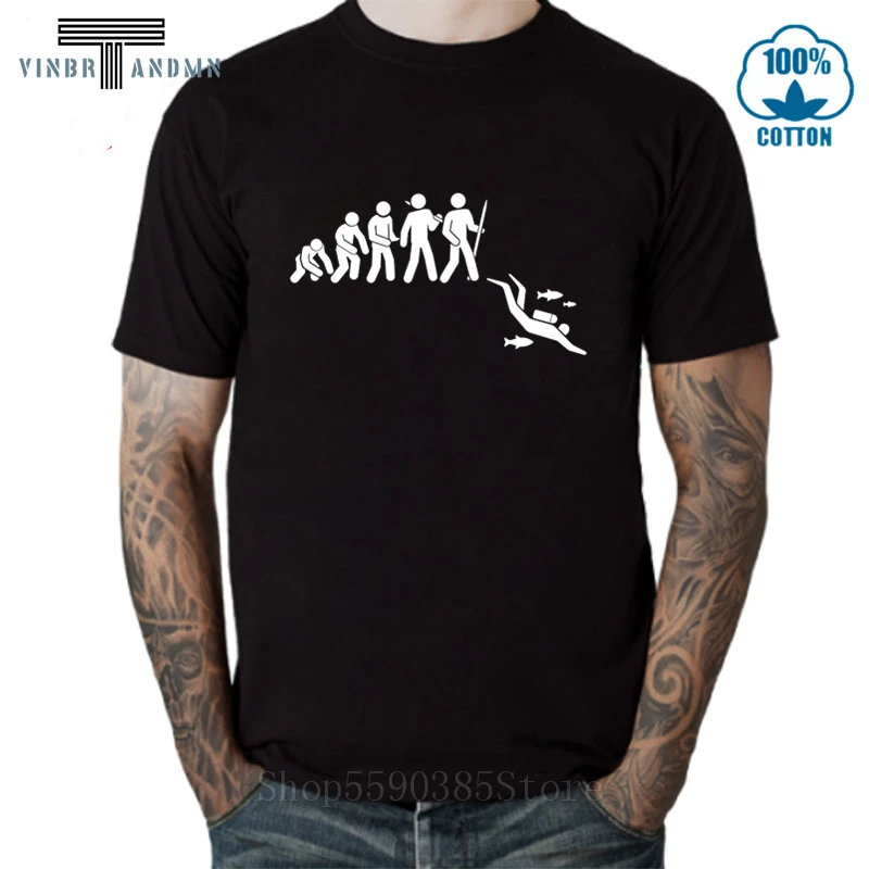 Diver Evolution T Shirt Uomo Evolution Scuba Diving T-Shirt Snorkel Sports Scuba Diver Sea Tshirt Born To Snorkel Tee Shirt Maschile