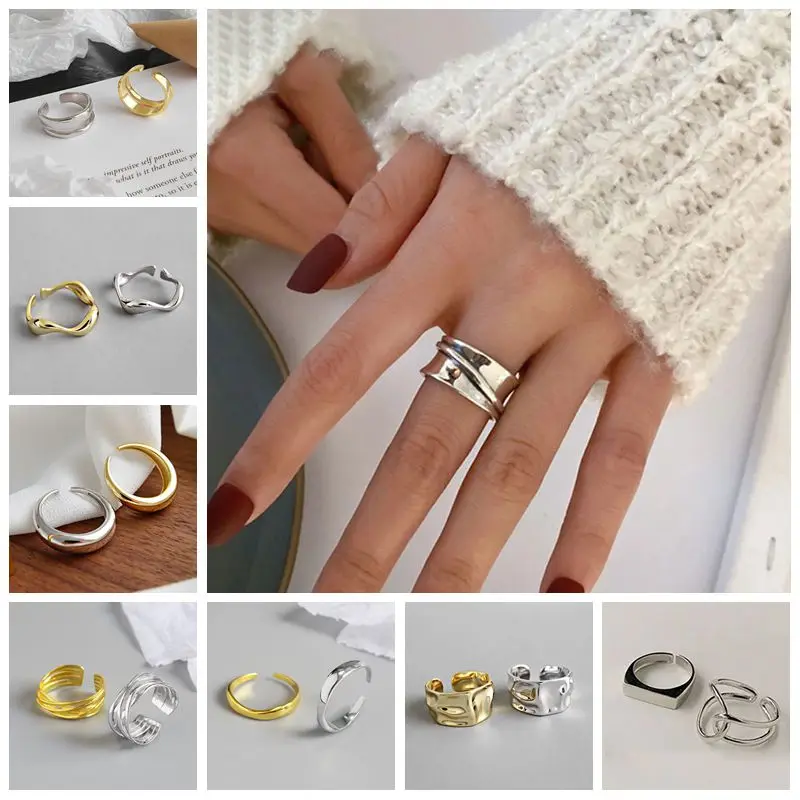 

Canner 2020 Trendy Elegant Twist Two Circle Rings for Women Couple Simple Geometric Handmade Adjustable Fashion Jewelry
