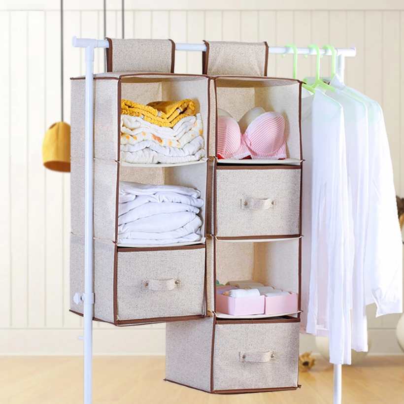 

High Capacity Clothes Hanging Drawer Box Multi-layer Shelf Hanging Wardrobe Section Storage Closet Organiser Garment Shoe Rack