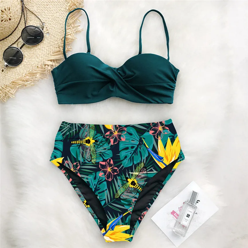 Bikinis 2020 Mujer Cintura Alta Women High Waist Bikinis Swimwear Swimuit Female Retro Beachewear Bikini Set
