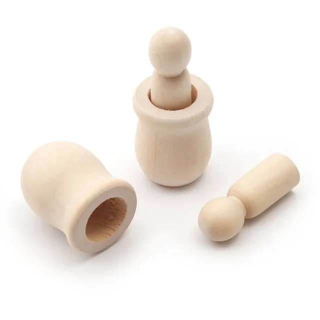 Új 20Dros Fából Készült Csapdababák Befejezetlen Kézműves Diy Festékfesték Parti Esküvői Otthoni Dekorációhoz Fa Emberek Fészkelnek - Image 3