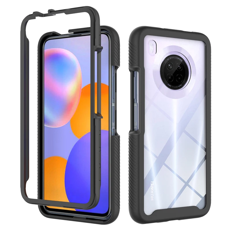 2 in 1 Full Protection Cover For Huawei Y9A Shockproof Crystal Clear Phone Case Enjoy 20 Plus Transparent Back Cover Capa huawei snorkeling case Cases For Huawei