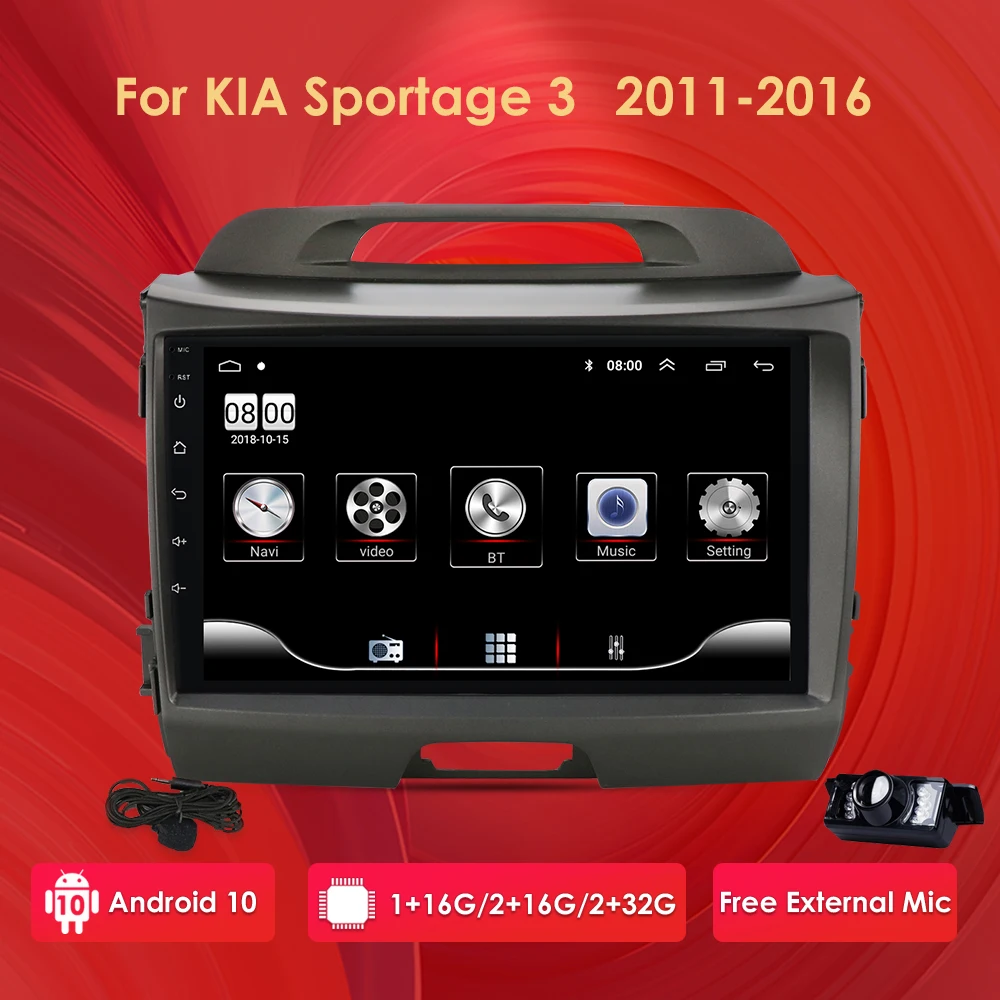 Автомагнитола 2 ГБ + 32 Android 10 мультимедийный плеер GPS навигатор для KIA Sportage 2011 2016