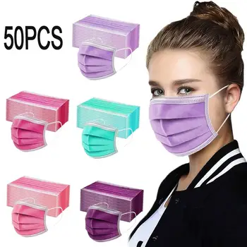

In stock! 50PCS Disposable Mouth Face Masks Anti Pollution Dust Mouth Caps 3-Layer Meltblown Cloth Hygiene Mask