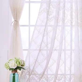 

European-Style Curtains for Living Room Bedroom Embroidered Window Screen Artistic Elegant Window Screen (Shading Rate 41%-85%)