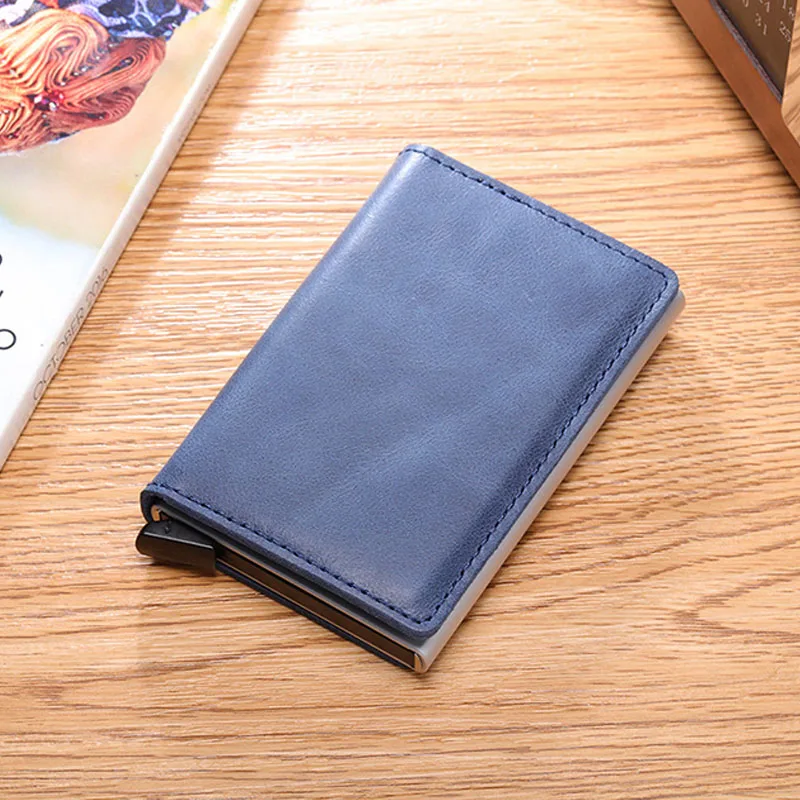DIENQI rfid держатель для кредитных карт из натуральной кожи мужской тонкий мини