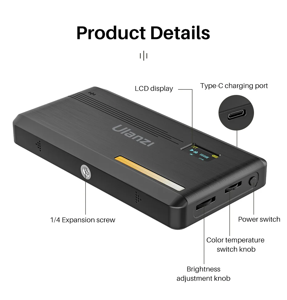 preenchimento, VL81, VL200, 3200K-5600K, 3000mAh