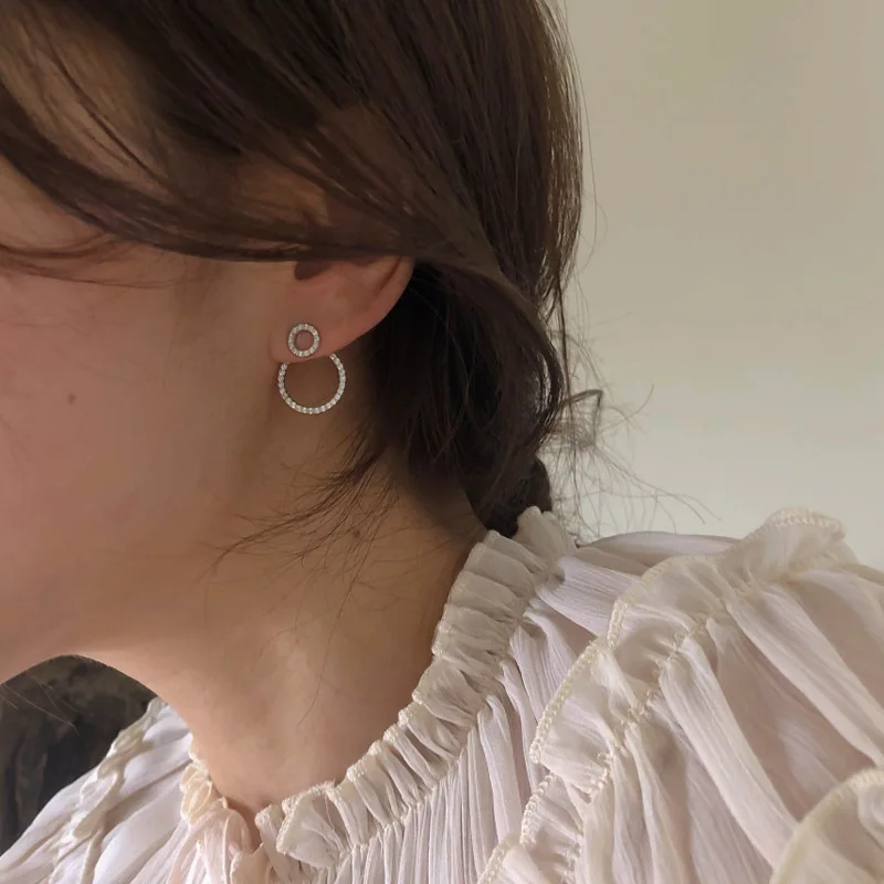 Micro Pave Zircon Front And Back Circle Stud Earrings For Women 2022 New Jewelry Delicate Earings Wholesale