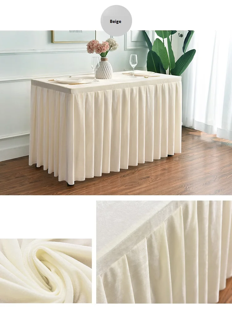 Hotel Conference Tablecloth Velvet Table Skirting Cover