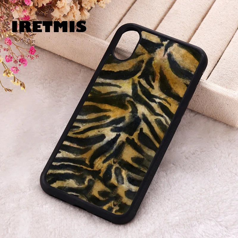 Чехол-накладка Iretmis для iPhone 6 6S 7 8 Plus X Xs XR 11 12 13 Mini Pro Max силиконовый с тигровым