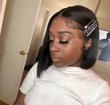 BAISI-peluca Bob brasileña con encaje frontal para mujer, pelucas de cabello humano 4x4 con cierre de encaje, peluca recta, peluca con malla frontal, malla con división Bob