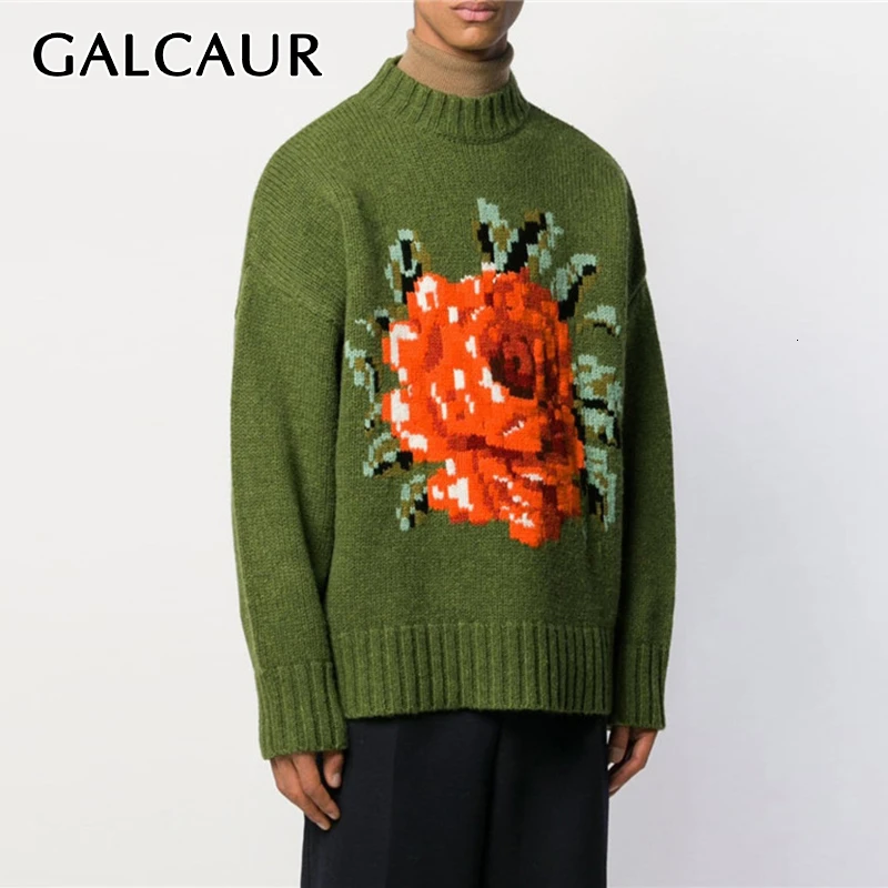 GALCAUR, корейский принт, вязанные женские свитера, круглый вырез, длинный рукав, размера плюс, свободный женский свитер,, осень, зима, модная новинка