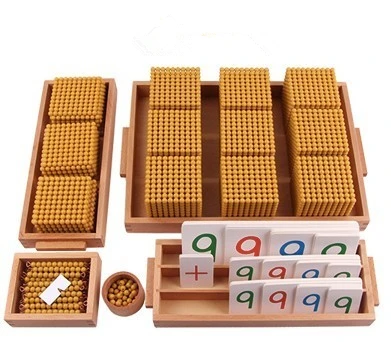 Montessori Beads Material Set Bank Game W/ Number Cards Educational Toys for Decimal System Practice Kids Math Toy Learning Tool 8