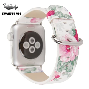 

Genuine Leather printing for apple watch 38/40mm 3 4 ink flower bracelet for iwatch series 4 5 42/44mm bracelet women watchband