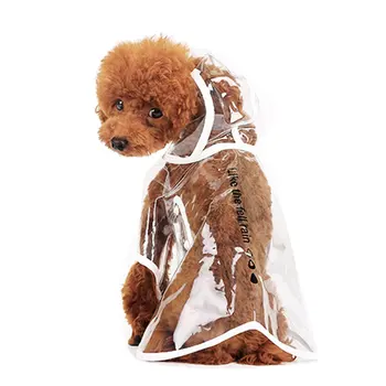 

Foldable Waterproof Transparent Raincoat Rainwear Poncho Clothes Dress with Color Border for Puppy Dog Poodle Pet