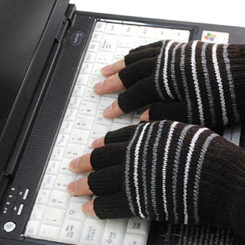 1 пара, зимние, унисекс, USB, с подогревом, теплые рукавицы, с полпальца, для мужчин и женщин, сохраняющие тепло, вязаные варежки, перчатки