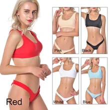 Женские Купальники Спортивный тренд с нагрудной накладкой раздельный тип без стальной поддержки дышащий полиэстер девушки бикини набор
