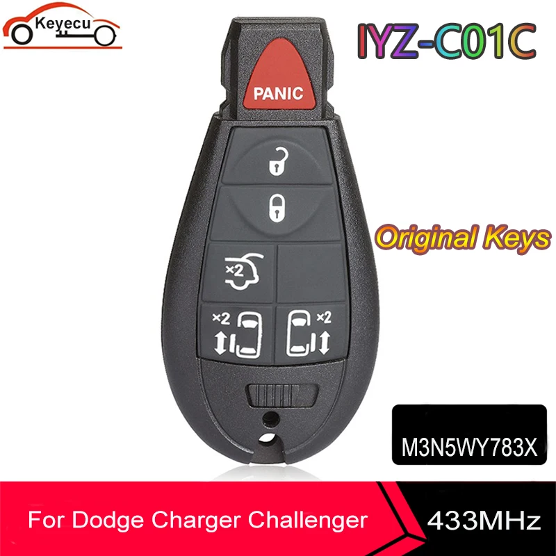 KEYECU OEM M3N5WY783X IYZ-C01C 5 + 1 6 кнопочный брелок 433 МГц для Dodge Grand Caravan Challenger оригинальный