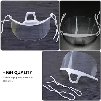 

10PCS Transparent Sanitation Mouth Mask Plastic Mouth Shield Open Mask for Restaurant Hotel Beauty Salon (White)