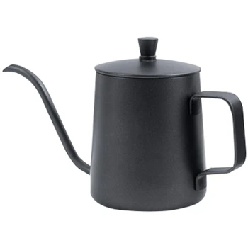 

350Ml Black Teflon-Coated Gooseneck Spout Drip Kettle for Coffee Service Stainless Steel Drip Teapot for Drip Coffee