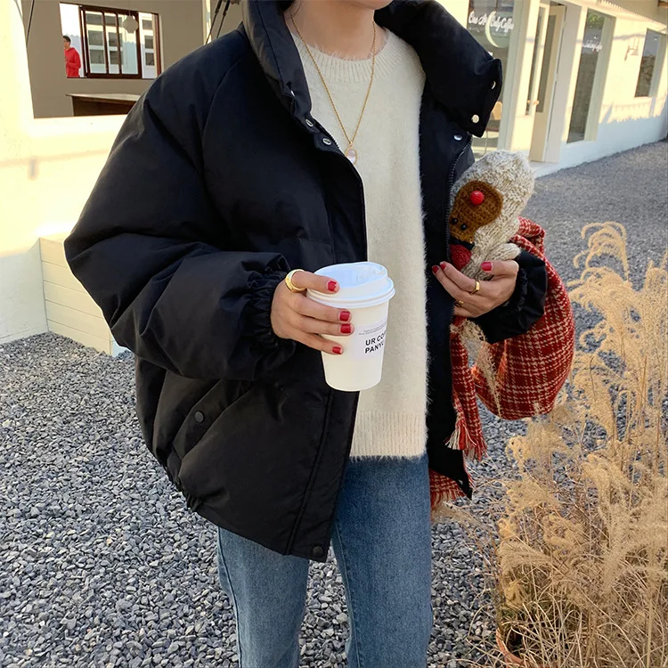Плотная зимняя одежда, Женское пальто на молнии, новинка, Ropa De Invierno Para Mujer Abrigos Mujer Invierno, воротник-стойка, черный