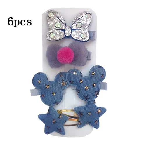 1-6pcs 6 шт./лот, заколки для волос с ушками Микки Мауса для девочек, подарок на день рождения, Детские аксессуары для волос с Микки Маусом для маленьких девочек, фирменный дизайн - Цвет: 1-6pcs