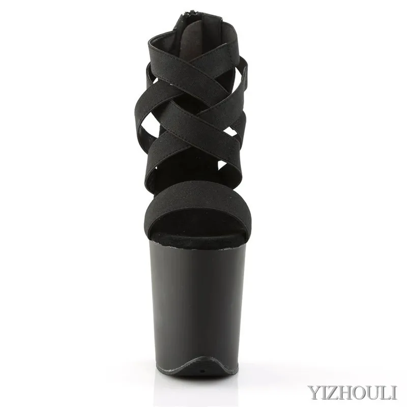 Eight inches. Summer sandals, elastic strap uppers, pole show for party club 20cm runway models, dance shoes