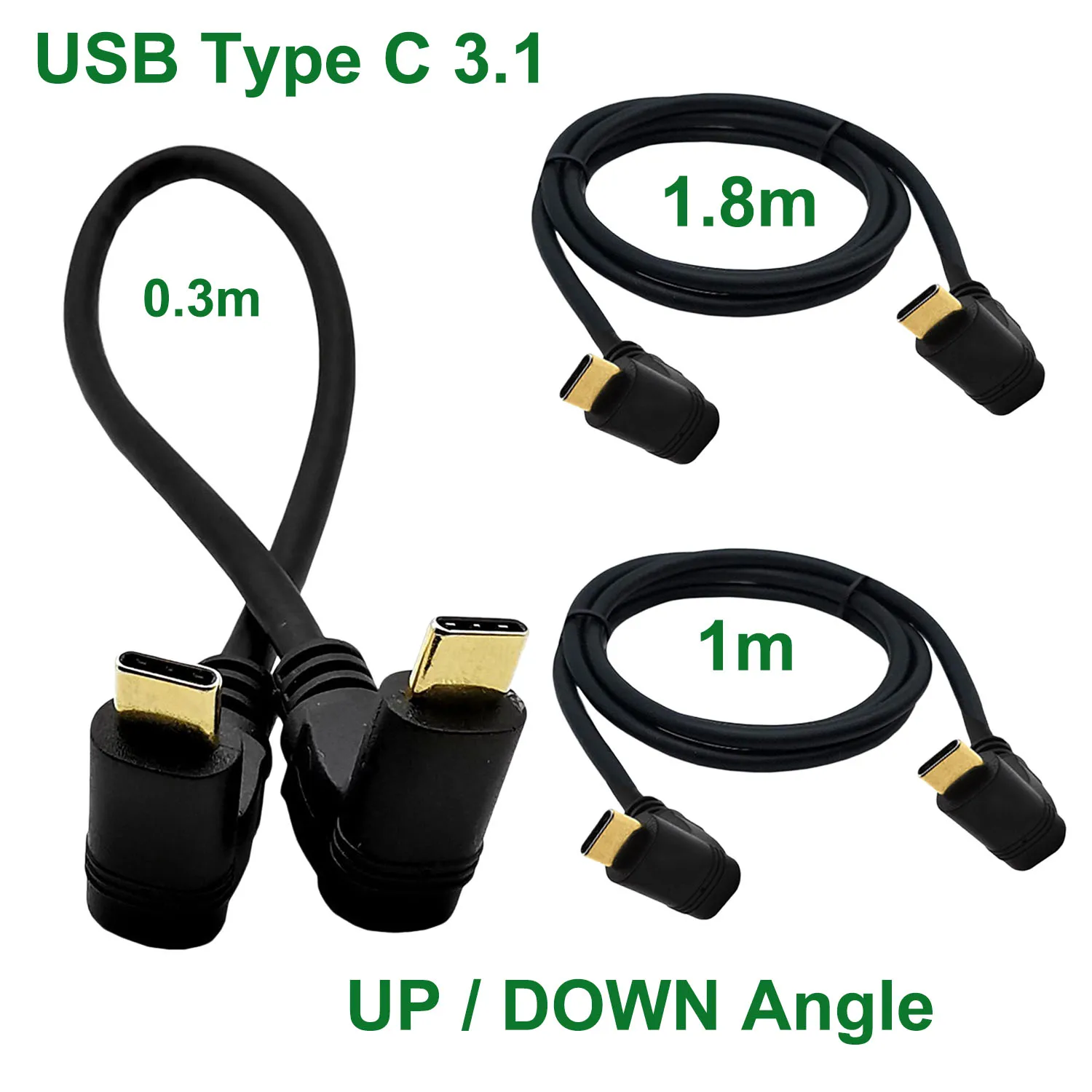 Удлинительный кабель USB Type C 3 1 Кабель с разъемом Папа папа под Углом Вниз/вверх 90